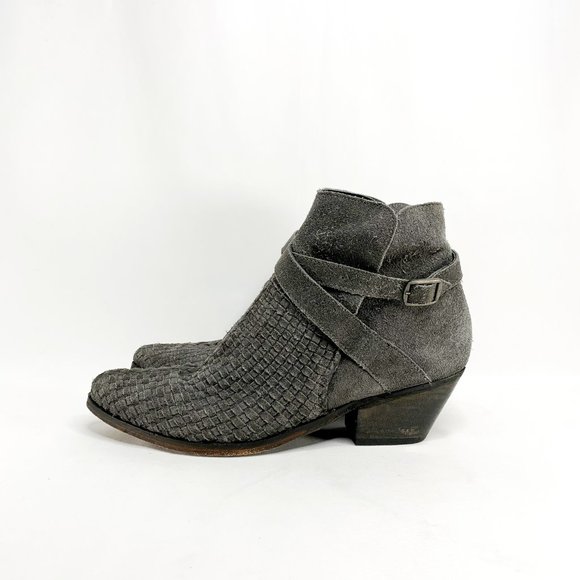 FREE PEOPLE Venture Ankle Boots Woven Suede Stone - Picture 6 of 11